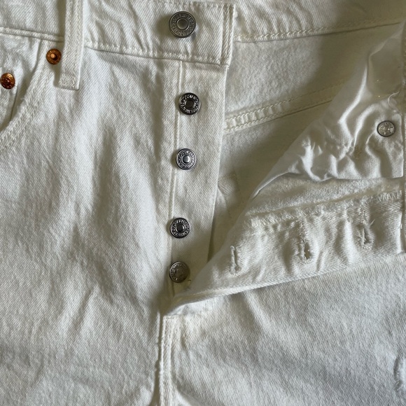 Levis Ribcage White Denim Shorts - Picture 9 of 9